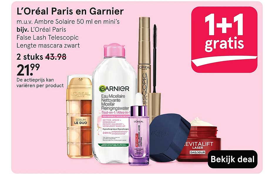 L'Oréal Paris en Garnier 1+1 gratis