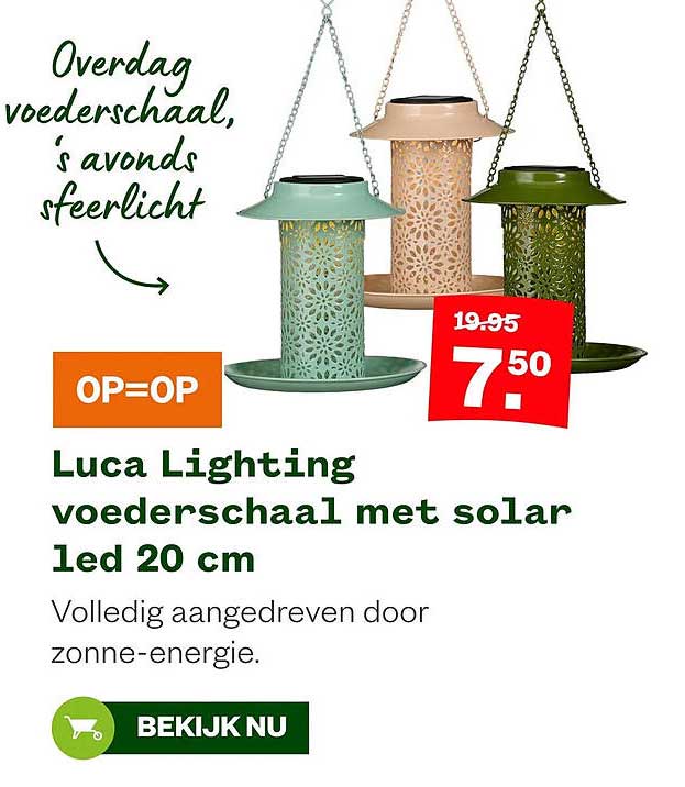 Luca Lighting voederschaal met solar led 20 cm OP=OP