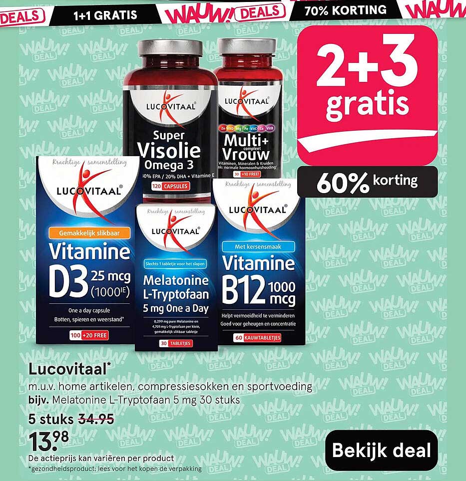 Lucovitaal 2+3 gratis 60% korting