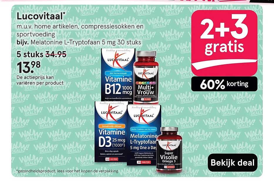 Lucovitaal* 2+3 gratis 60% korting
