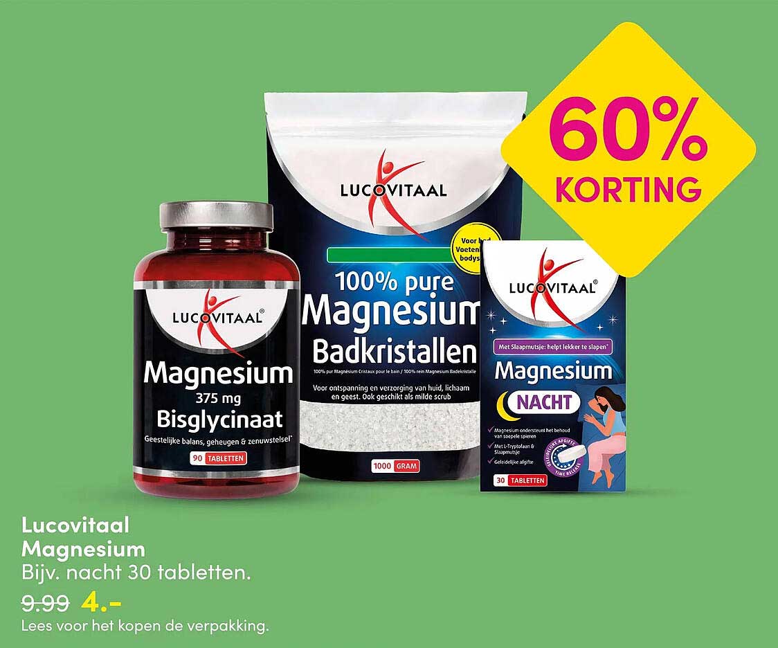 Lucovitaal Magnesium Bijv. nacht 30 tabletten. 60% korting