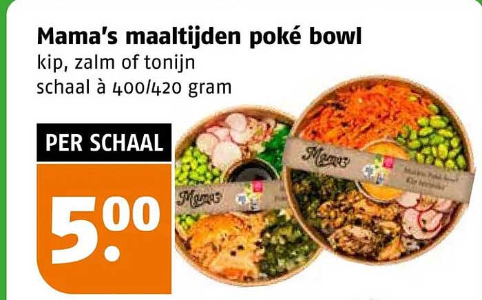 Mama's maaltijden poké bowl kip, zalm of tonijn schaal à 400/420 gram