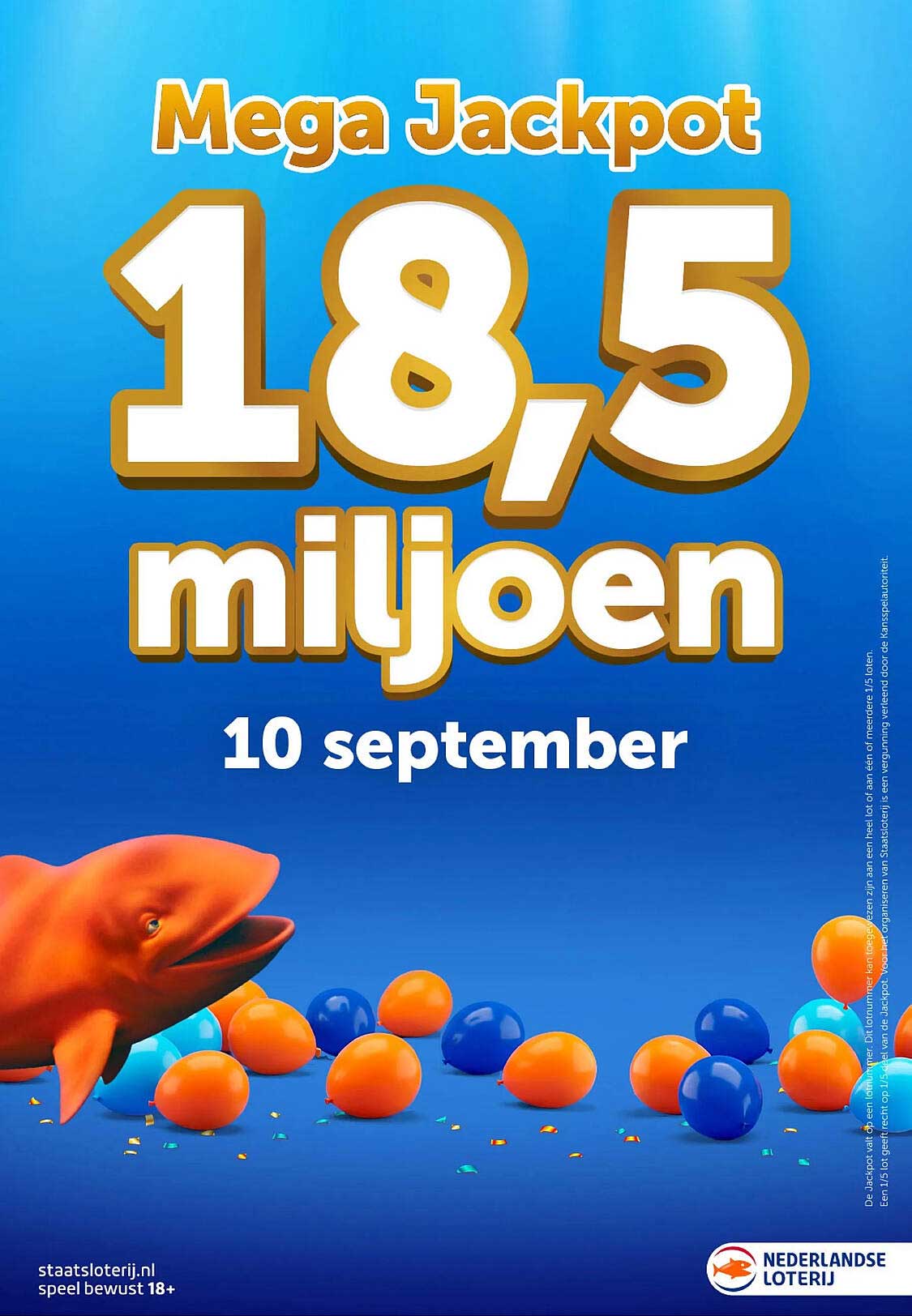 Mega Jackpot 18,5 miljoen 10 september