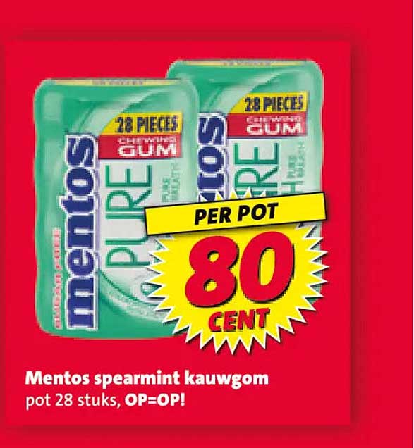 Mentos spearmint kauwgom pot 28 stuks, OP=OP!