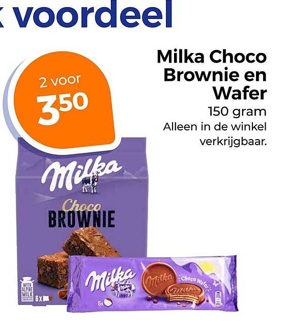 Milka Choco Brownie en Wafer 150 gram Alleen in de winkel verkrijgbaar. 2 voor 3.50