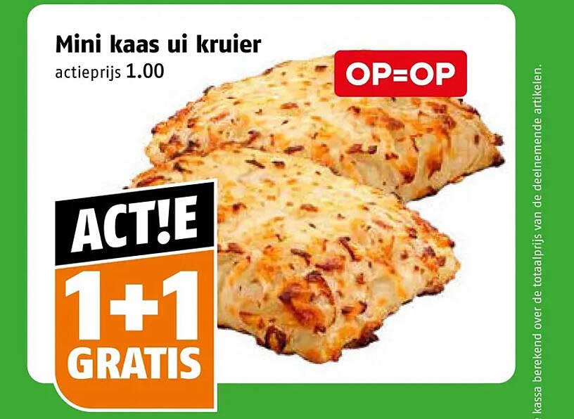 Mini kaas ui kruiden 1+1 GRATIS