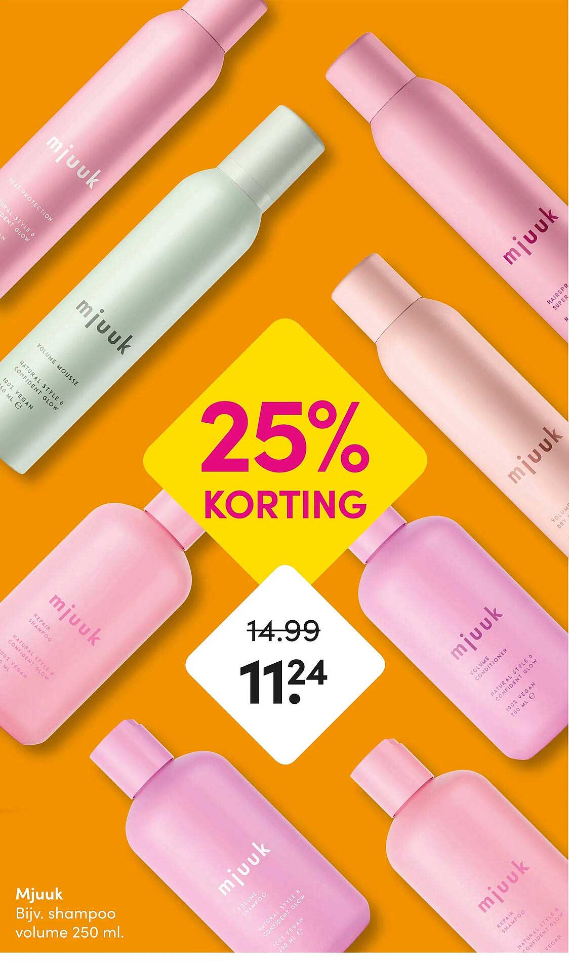 Mjuuk Bijv. shampoo volume 250 ml. 25% korting