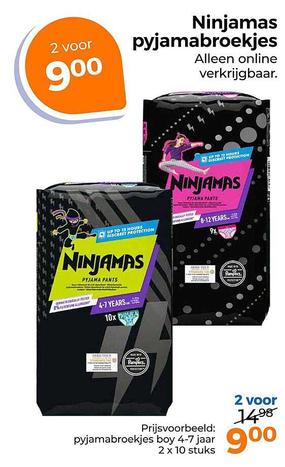 Ninjamas pyjamabroekjes Alleen online verkrijgbaar. 2 voor 9,00