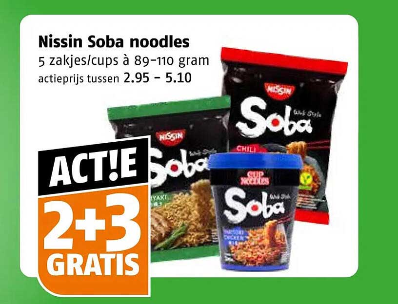 Nissin Soba noodles 2+3 GRATIS