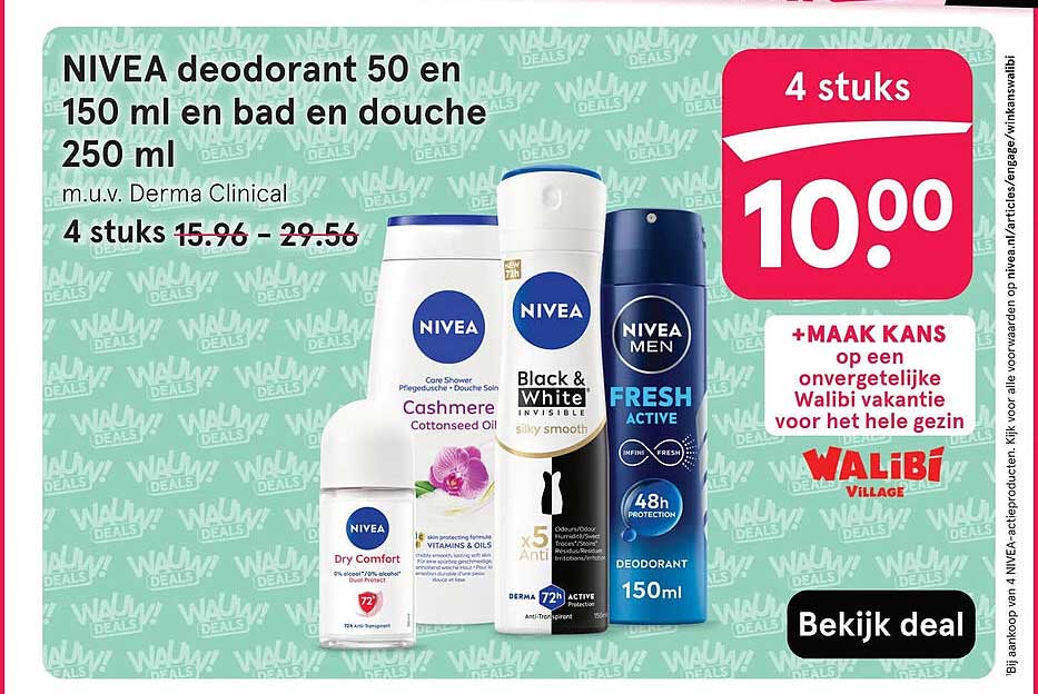 NIVEA deodorant 50 en 150 ml en bad en douche 250 ml