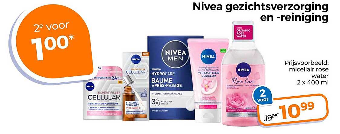 Nivea gezichtsverzorging en -reiniging 2e voor 1 00*