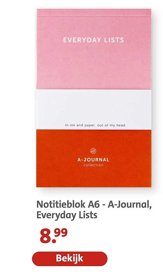 Notitieblok A6 - A-Journal, Everyday Lists