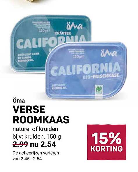 Öma VERSE ROOMKAAS naturel of kruiden bijv. kruiden, 150 g 15% KORTING