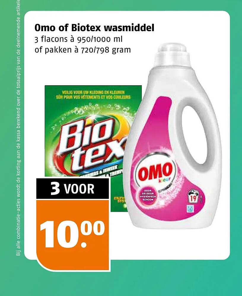 Omo of Biotex wasmiddel 3 voor