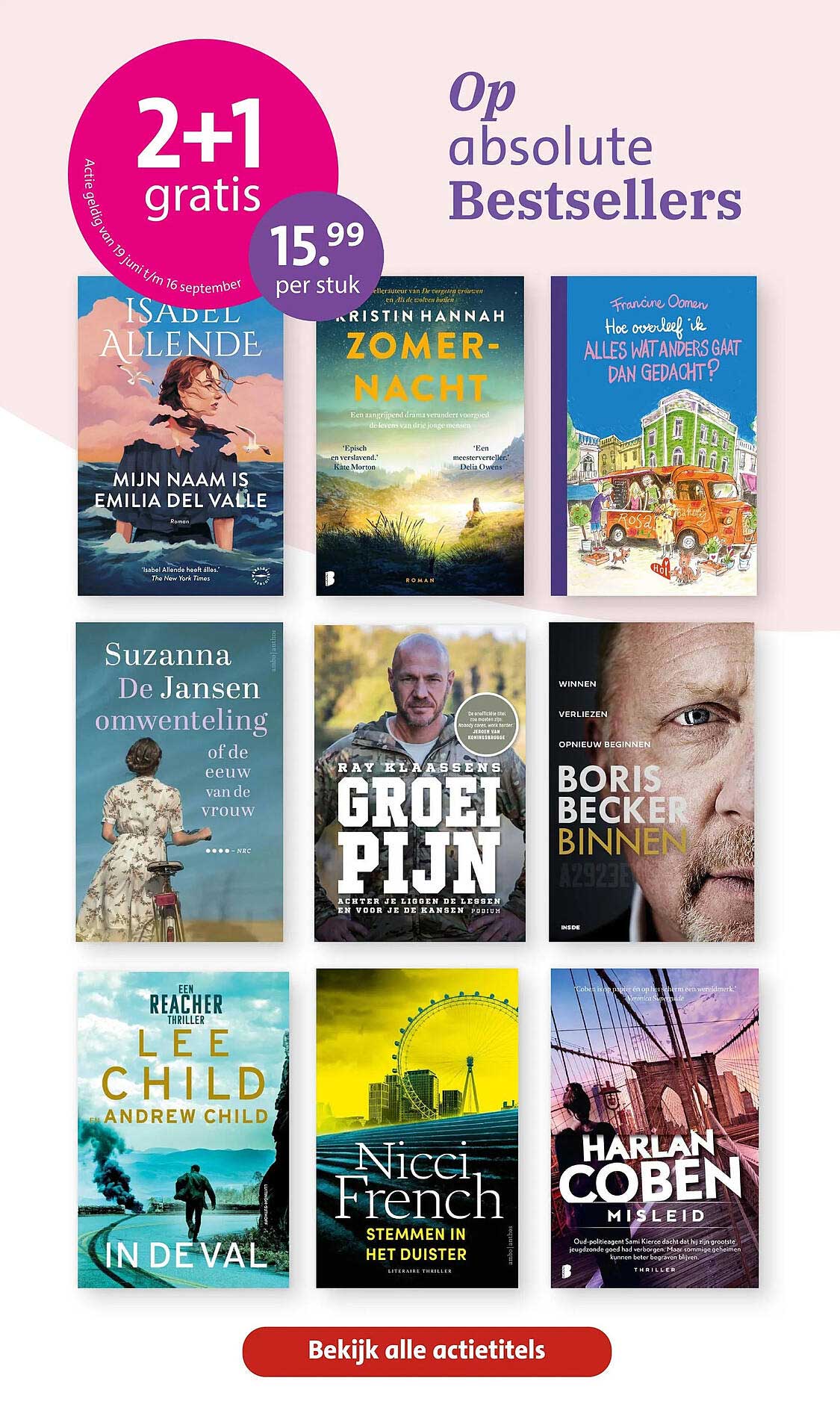 Op absolute Bestsellers 2+1 gratis