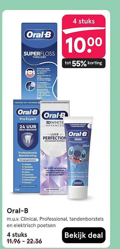 Oral-B m.u.v. Clinical, Professional, tandenborstels en elektrisch poetsen 4 stuks tot 55% korting