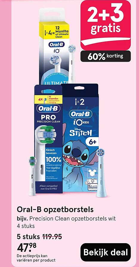 Oral-B opzetborstels 2+3 gratis
