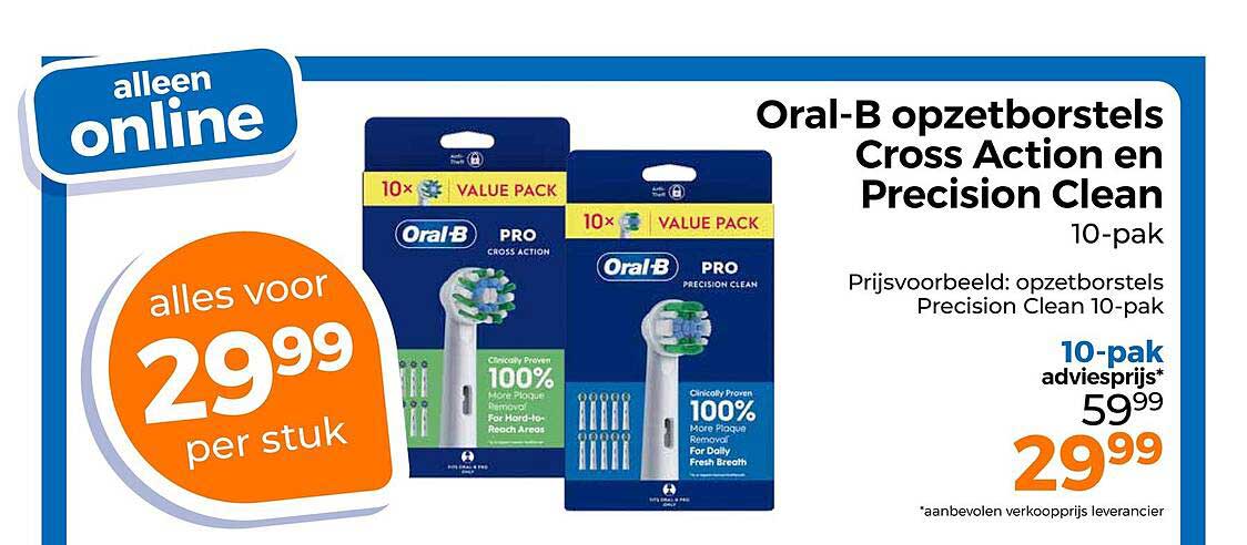 Oral-B opzetborstels Cross Action en Precision Clean 10-pak