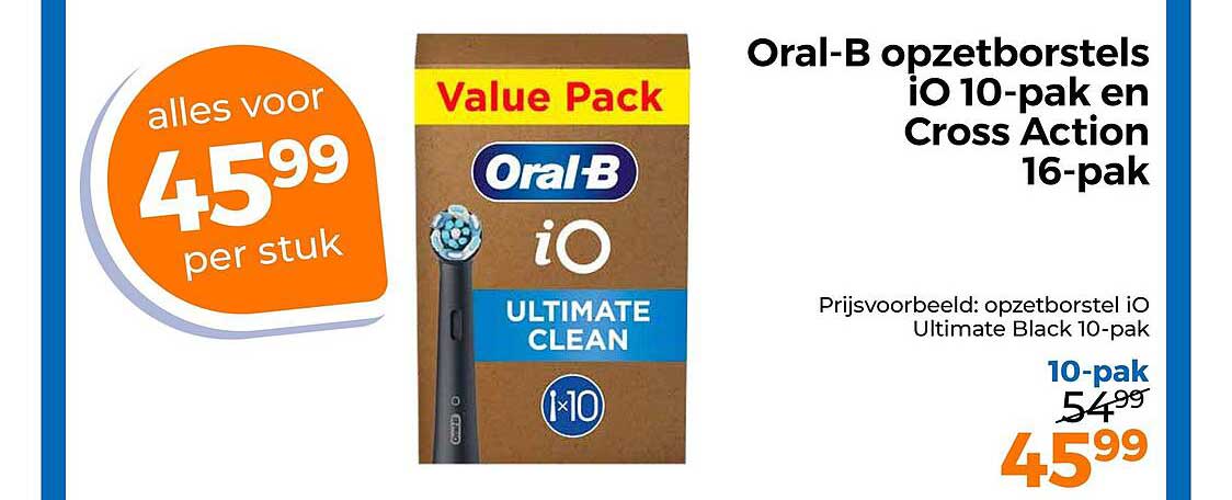 Oral-B opzetborstels iO 10-pak en Cross Action 16-pak