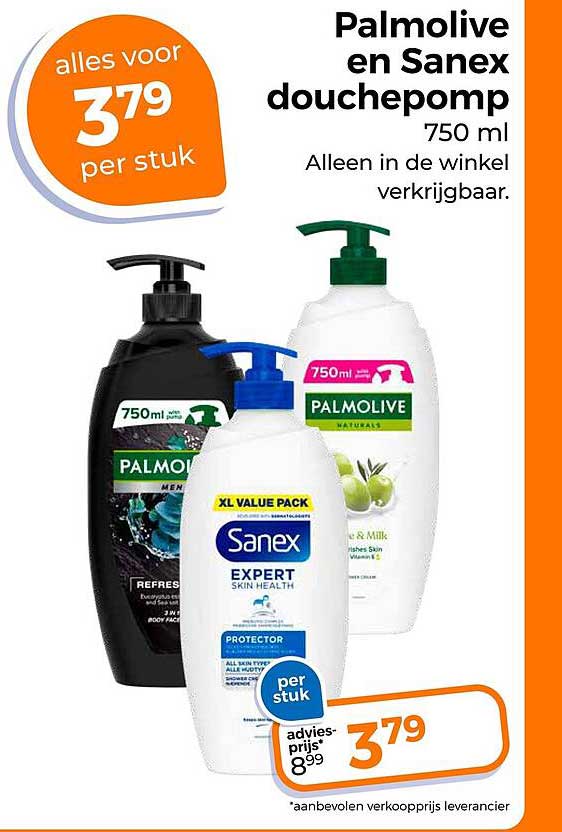Palmolive en Sanex douchepomp 750 ml