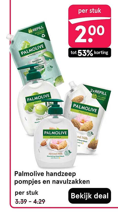 Palmolive handzeep pompjes en navulzakken per stuk