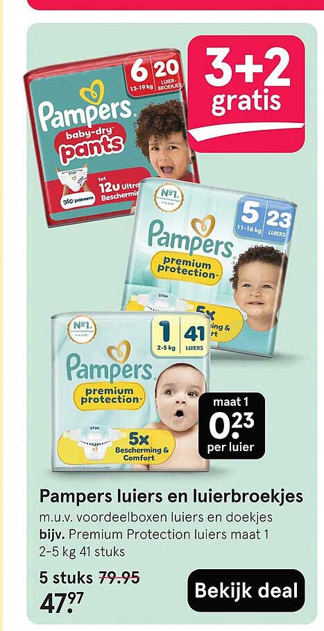 Pampers luiers en luierbroekjes 3+2 gratis