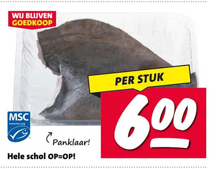 Panklaar! Hele schol OP=OP! PER STUK