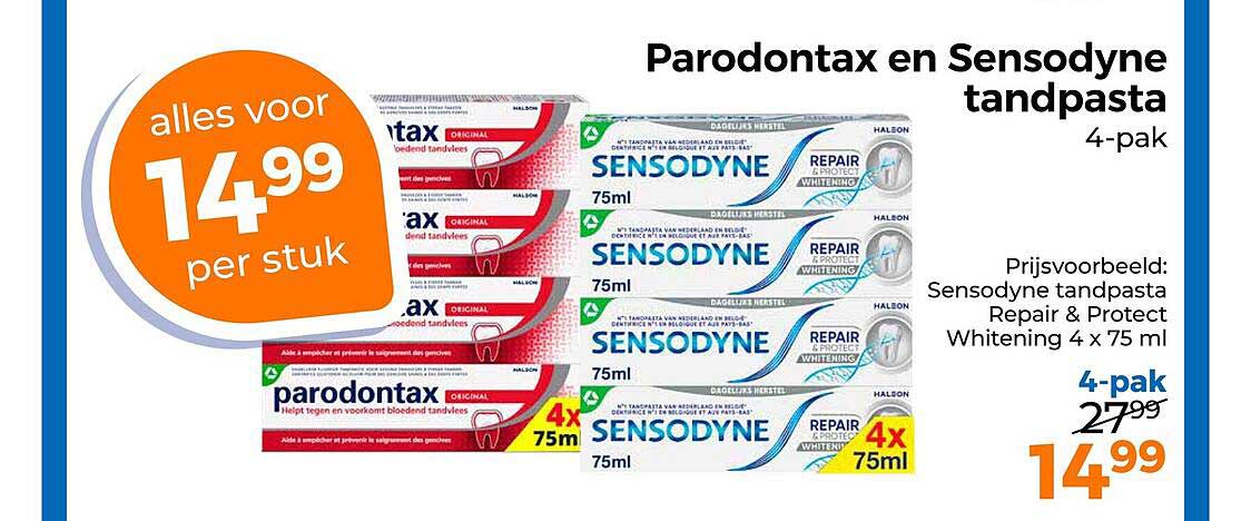 Parodontax en Sensodyne tandpasta 4-pak
