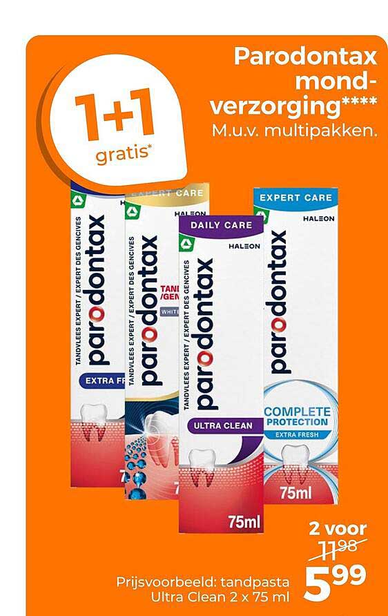 Parodontax mond-verzorging**** M.u.v. multipakken. 1+1 gratis*