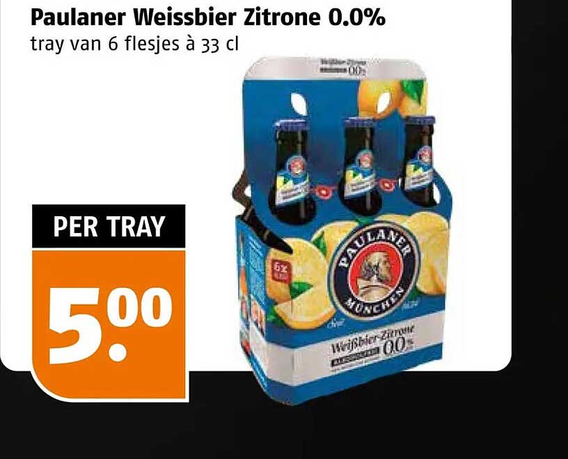 Paulaner Weissbier Zitrone 0.0% tray van 6 flesjes à 33 cl