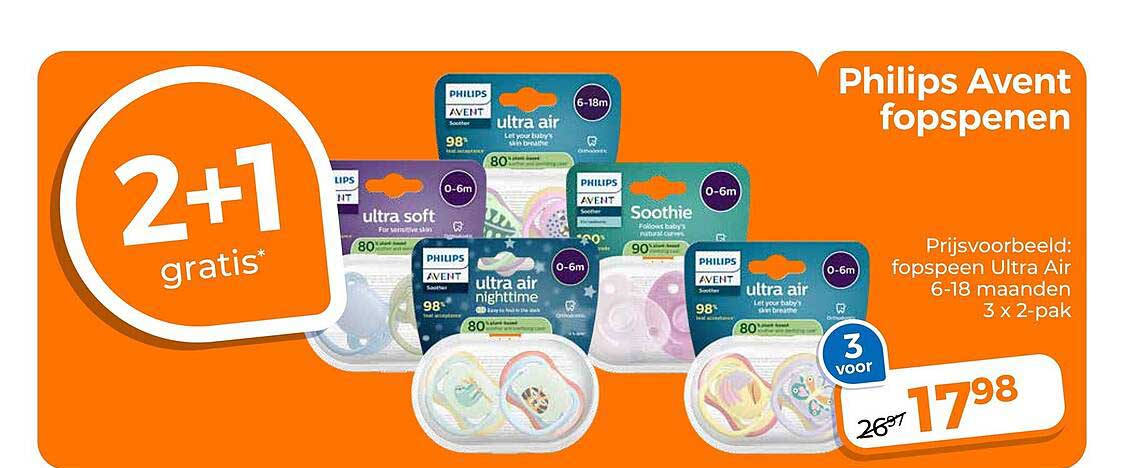 Philips Avent fopspeen 2+1 gratis