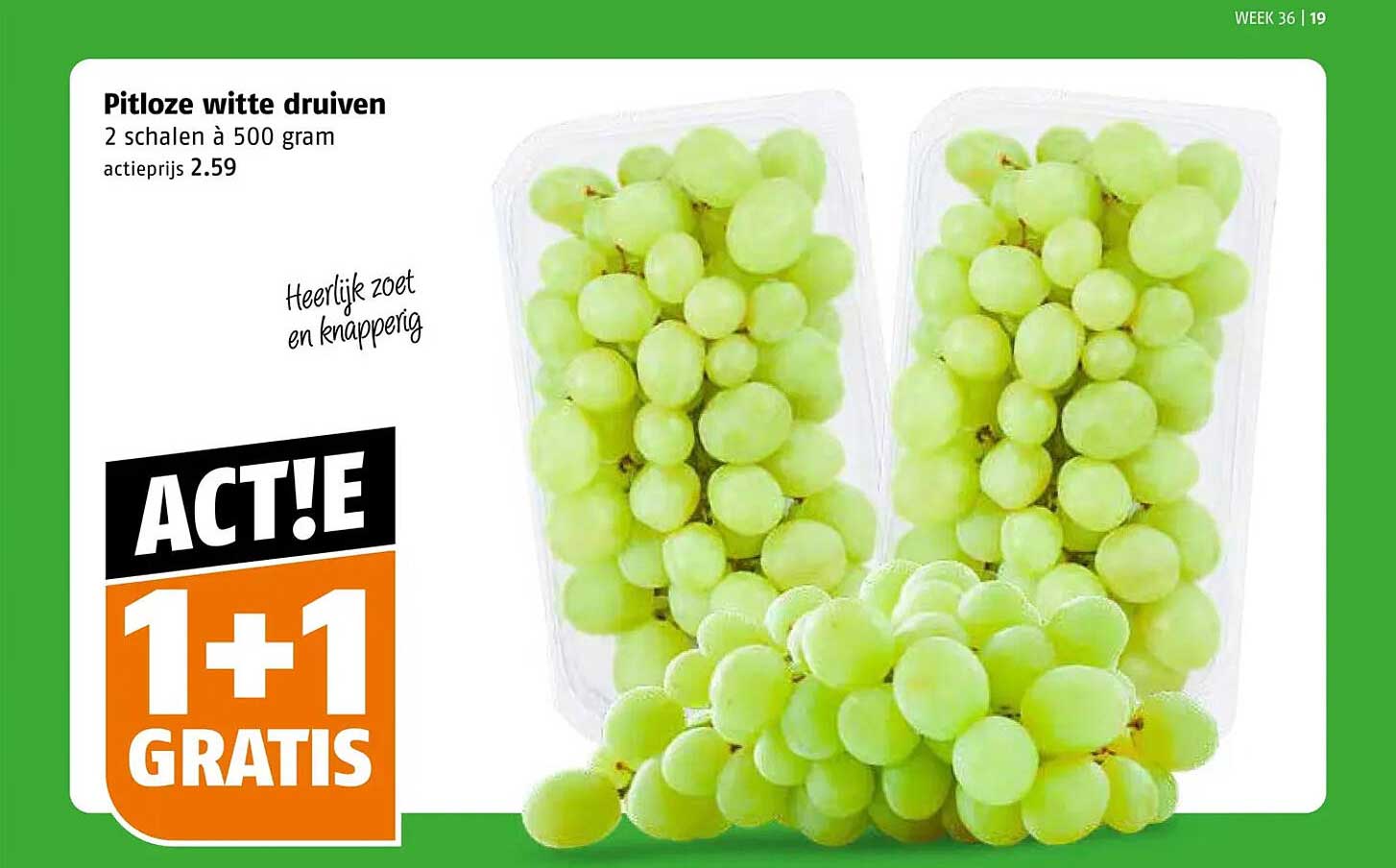 Pitloze witte druiven 1+1 GRATIS