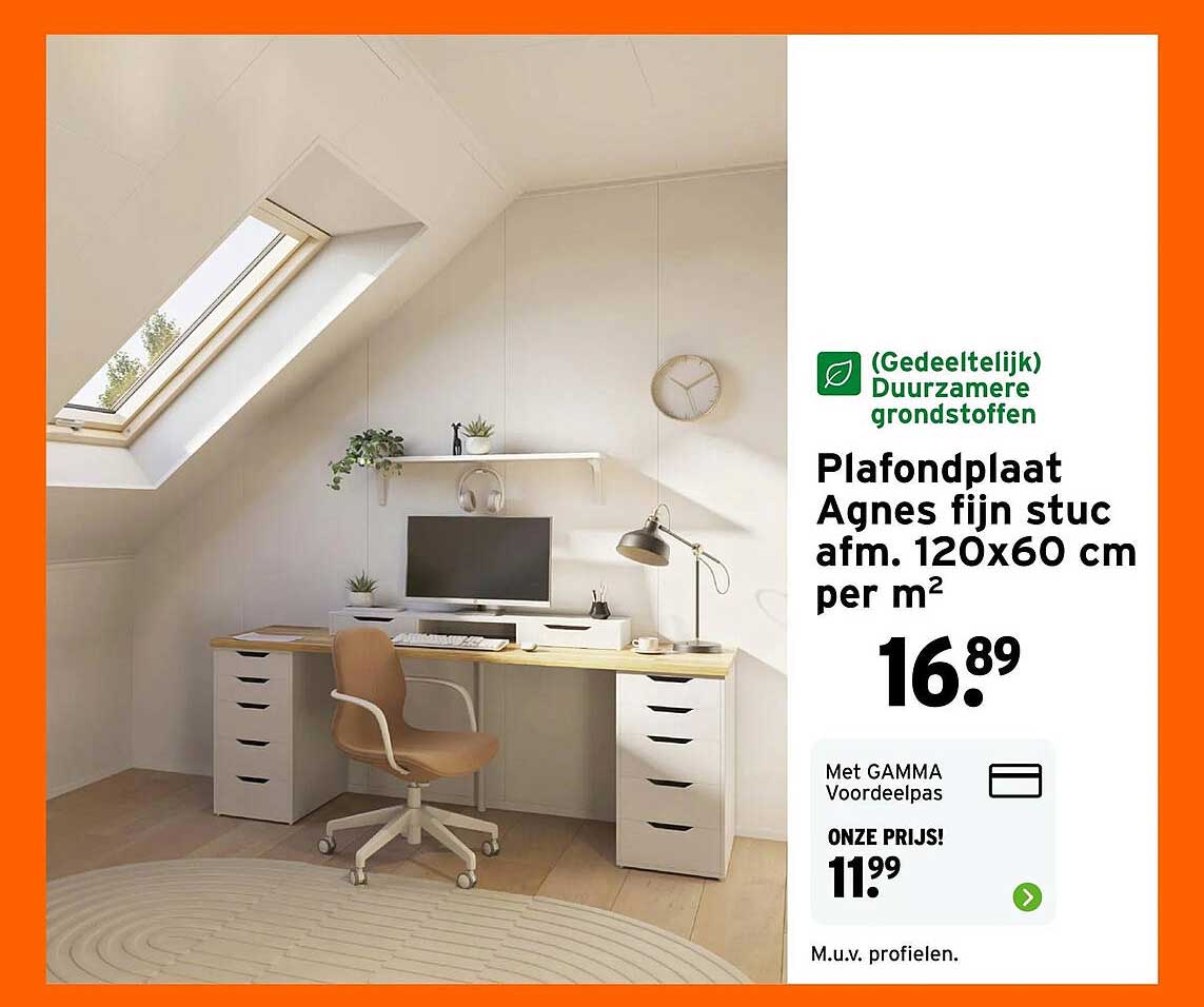 Plafondplaat Agnes fijn stuc afm. 120x60 cm per m²