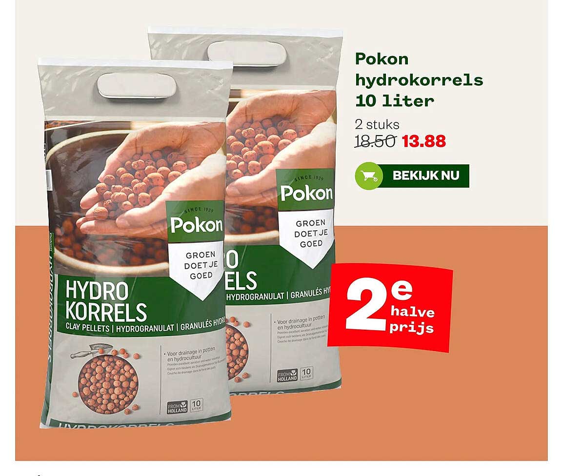 Pokon hydrokorrels 10 liter 2 stuks 2e halve prijs