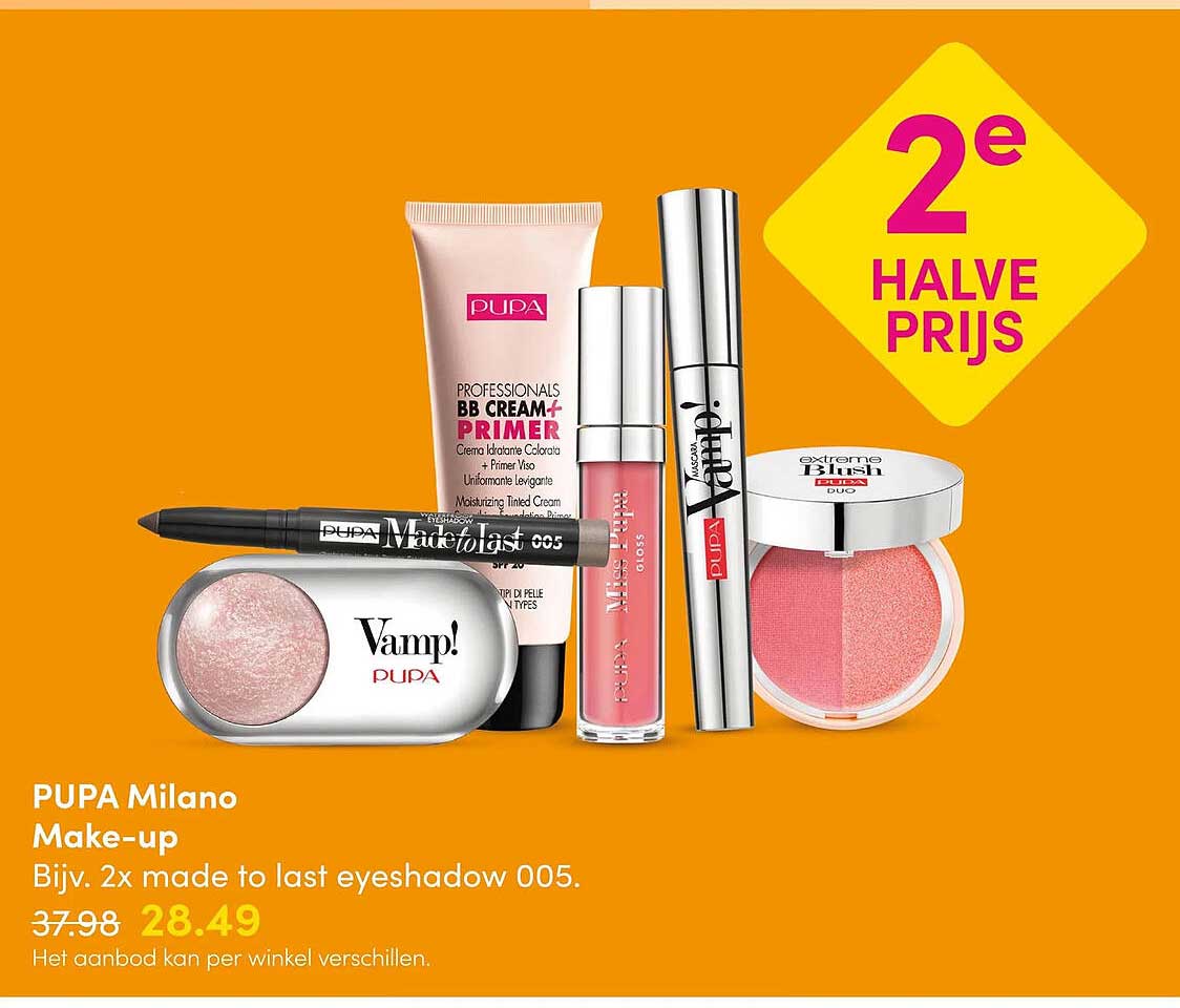 PUPA Milano Make-up Bijv. 2x made to last eyeshadow 005. 2e halve prijs