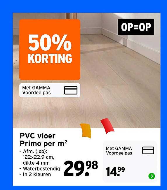 PVC vloer Primo per m² 50% KORTING