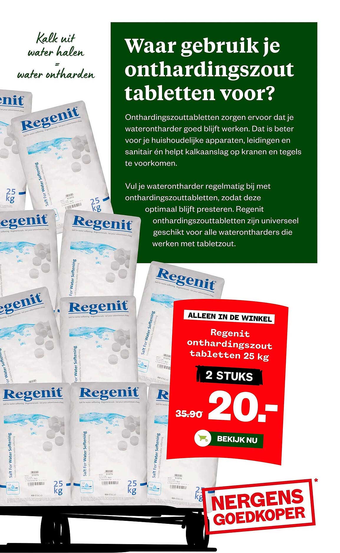 Regenit onthardingszout tabletten 25 kg 2 stuks