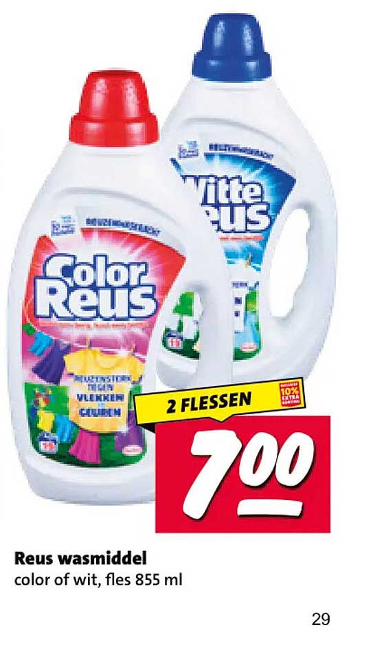 Reus wasmiddel color of wit, fles 855 ml 2 flessen