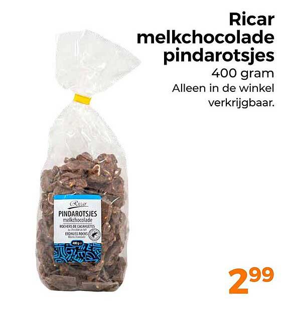 Ricar melkchocolade pindarotsjes 400 gram