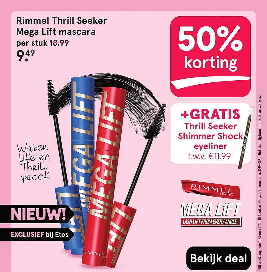 Rimmel Thrill Seeker Mega Lift mascara 50% korting
