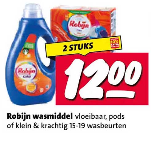Robijn wasmiddel vloeibaar, pods of klein & krachtig 15-19 wasbeurten 2 STUKS