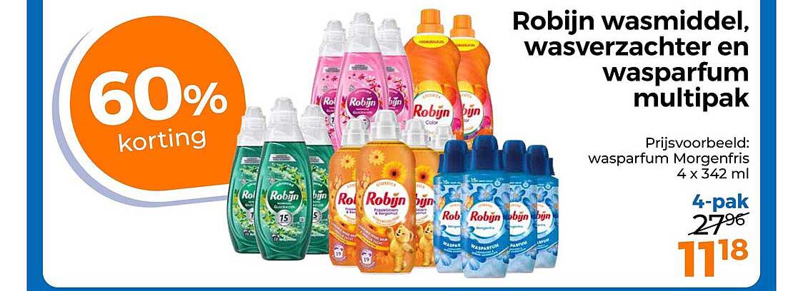 Robijn wasmiddel, wasverzachter en wasparfum multipak