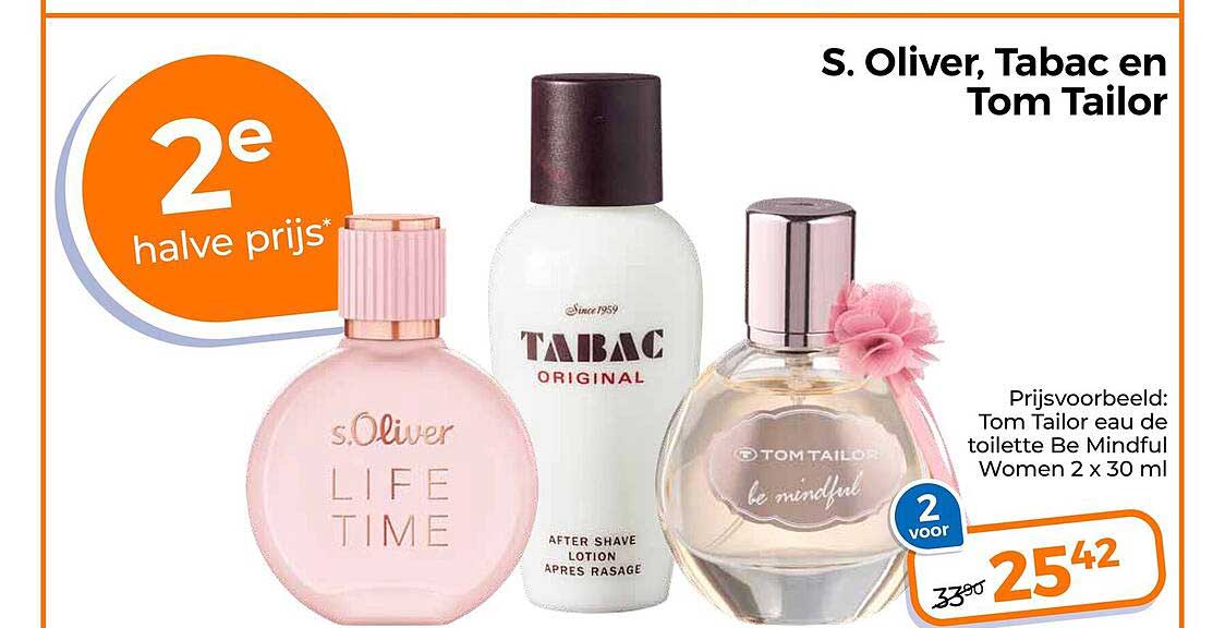 S. Oliver, Tabac en Tom Tailor 2e halve prijs