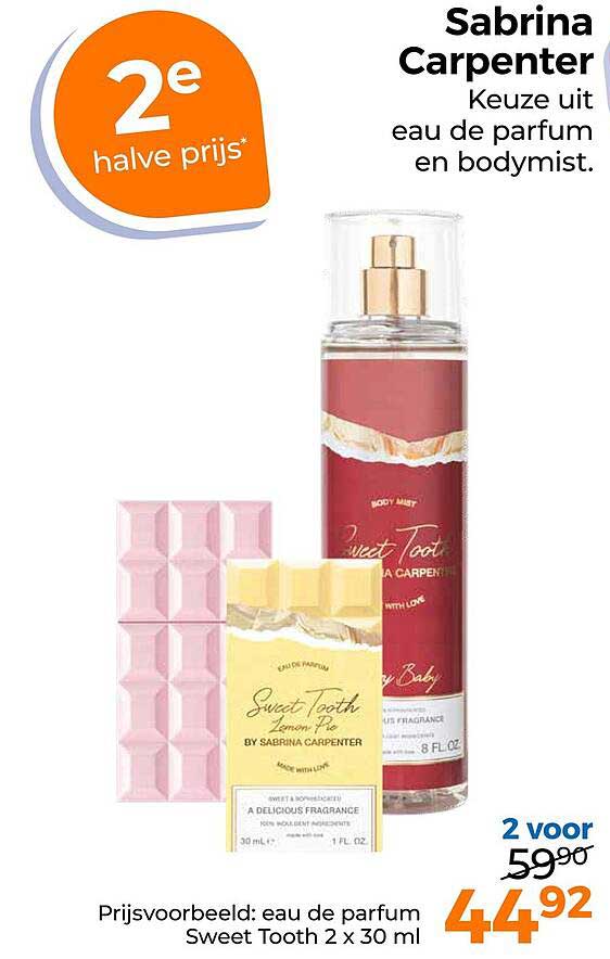 Sabrina Carpenter Keuze uit eau de parfum en bodymist. 2e halve prijs