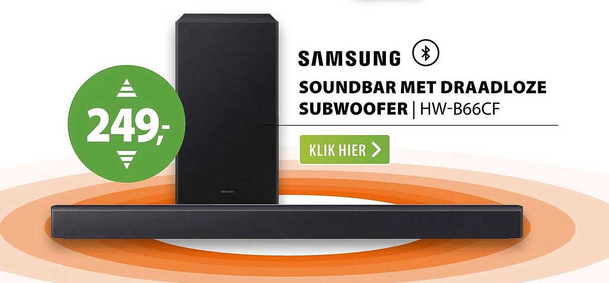 SAMSUNG SOUNDBAR MET DRAADLOZE SUBWOOFER | HW-B66CF
