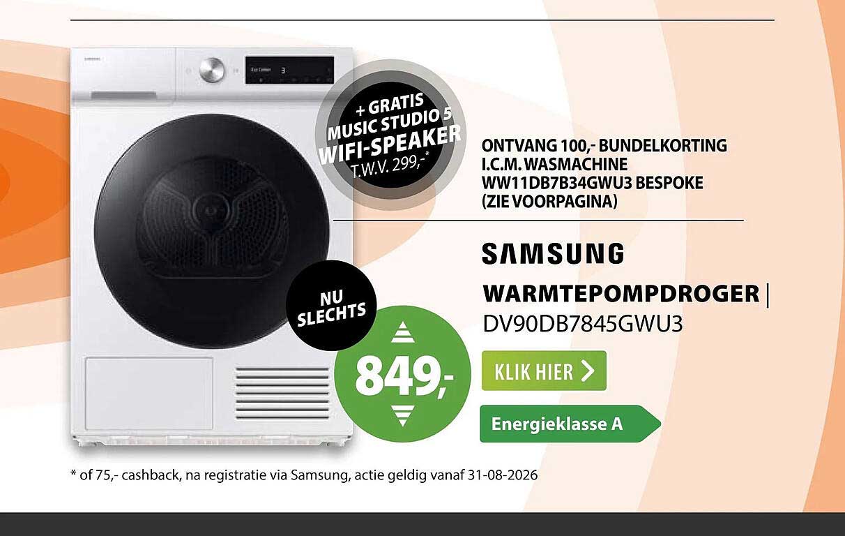 SAMSUNG WARMTEPOMPDROGER DV90DB7845GWU3