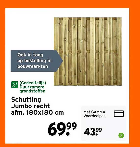 Schutting Jumbo recht afm. 180x180 cm