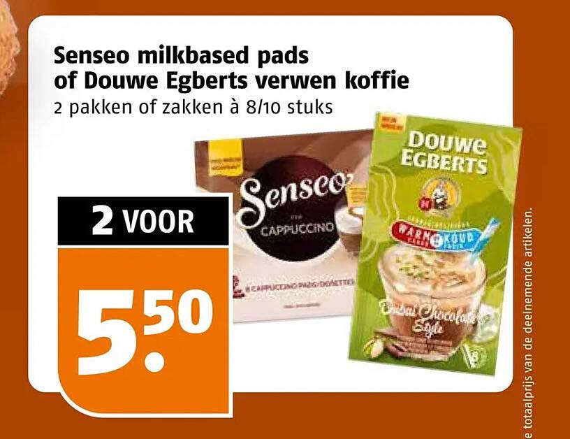 Senseo milkbased pads of Douwe Egberts verven koffie