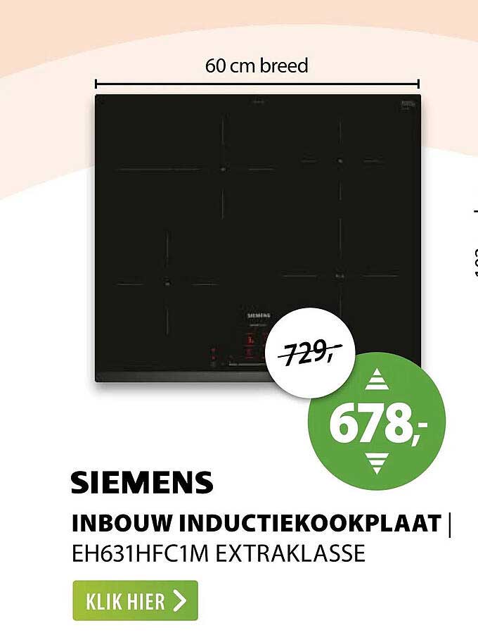 SIEMENS INBOUW INDUCTIEKOOKPLAAT EH631HFC1M EXTRAKLASSE