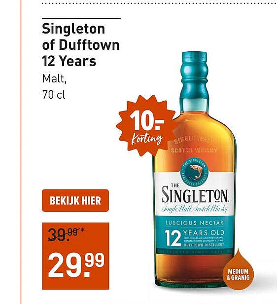 Singleton of Dufftown 12 Years Malt, 70 cl